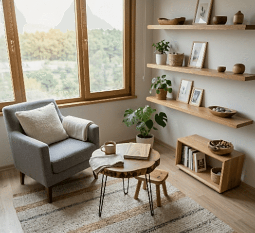 The Golden Rule of Minimalist Decor: Fewer Items, More Wood